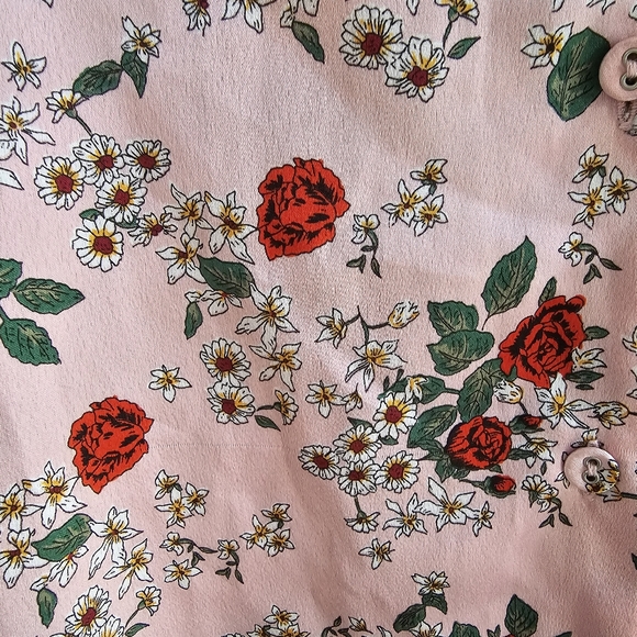 Satin Rose Floral Print Pink Mini Dress - Picture 9 of 12